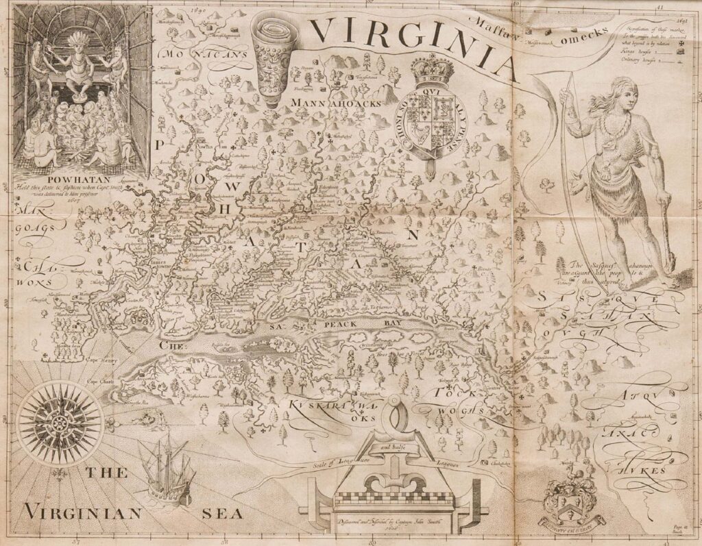 Early map of Virginia from 1600s.